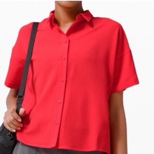Lululemon xs red full day ahead button shirt size 2